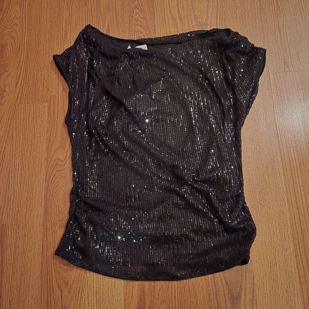 Grace Karin Black Sequin Top One Shoulder NEW - Picture 2 of 4